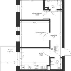 Квартира 56,4 м², 2-комнатная - изображение 2