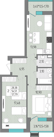 57 м², 3-комнатная квартира 4 700 000 ₽ - изображение 126