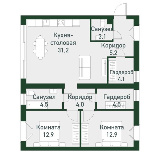 82,2 м², 2-комнатная квартира 10 275 000 ₽ - изображение 1