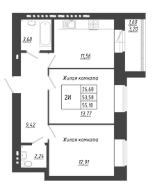 60,4 м², 2-комнатная квартира 7 406 834 ₽ - изображение 11