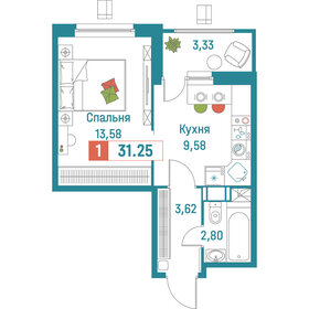 34,3 м², 1-комнатная квартира 6 500 000 ₽ - изображение 1