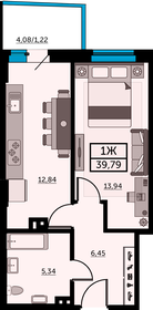 Квартира 39,4 м², 1-комнатная - изображение 1