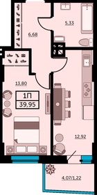 Квартира 39,6 м², 1-комнатная - изображение 1