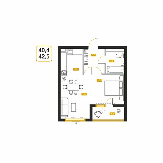 42,2 м², квартира-студия 6 017 720 ₽ - изображение 1