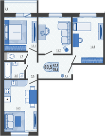 Квартира 80,5 м², 3-комнатная - изображение 1