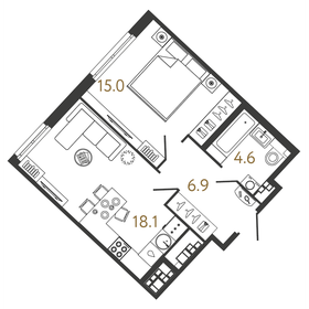 20,5 м², апартаменты-студия 4 500 000 ₽ - изображение 155