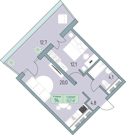 62,6 м², 2-комнатные апартаменты 13 586 100 ₽ - изображение 17