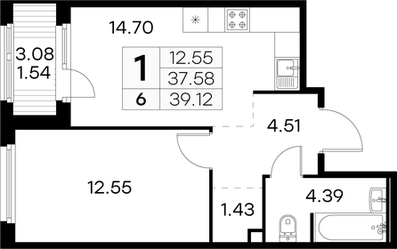 40,5 м², 1-комнатные апартаменты 6 000 000 ₽ - изображение 60