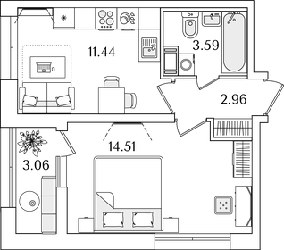 34 м², 1-комнатная квартира 10 228 991 ₽ - изображение 21