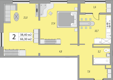 66,3 м², 2-комнатная квартира 4 267 068 ₽ - изображение 3