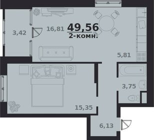 Квартира 49,6 м², 2-комнатная - изображение 1