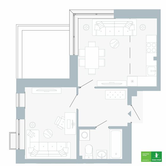 41,7 м², 2-комнатная квартира 5 703 000 ₽ - изображение 13