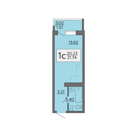 21,7 м², 1-комнатная квартира 2 021 820 ₽ - изображение 1