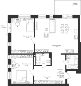 93,5 м², 2-комнатная квартира 13 091 400 ₽ - изображение 32