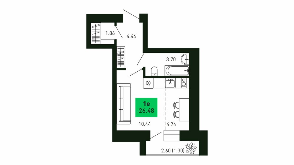 26,5 м², квартира-студия 2 568 560 ₽ - изображение 1