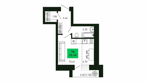 Квартира 26,5 м², студия - изображение 1