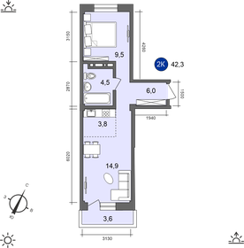45 м², 2-комнатная квартира 4 700 000 ₽ - изображение 28