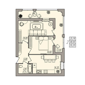 Квартира 55,4 м², 2-комнатная - изображение 1