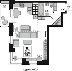 38,8 м², 1-комнатная квартира 5 500 000 ₽ - изображение 14