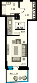 Квартира 25,6 м², студия - изображение 1