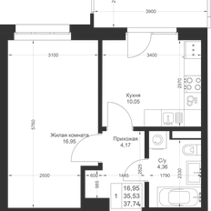 Квартира 37,7 м², 1-комнатная - изображение 2