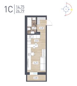 28 м², квартира-студия 3 300 000 ₽ - изображение 72