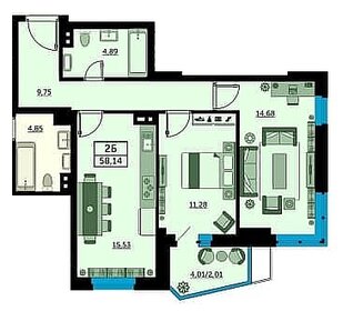 58,2 м², 2-комнатная квартира 7 400 000 ₽ - изображение 46