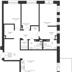 Квартира 109,1 м², 3-комнатная - изображение 3