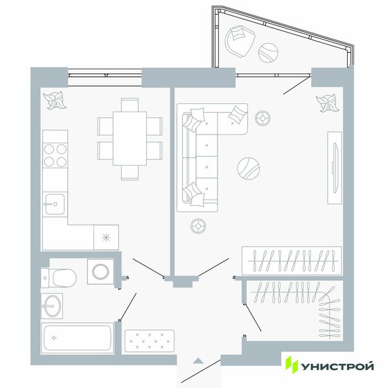 41,6 м², 1-комнатная квартира 5 600 000 ₽ - изображение 1