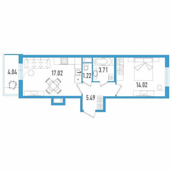 42,7 м², 1-комнатная квартира 7 467 250 ₽ - изображение 1