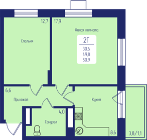 50,9 м², 2-комнатная квартира 8 042 200 ₽ - изображение 7