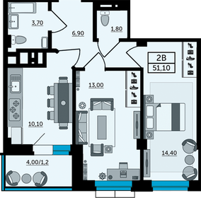 37,2 м², 1-комнатная квартира 4 200 000 ₽ - изображение 62