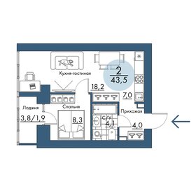 43,5 м², 2-комнатная квартира 7 351 500 ₽ - изображение 4