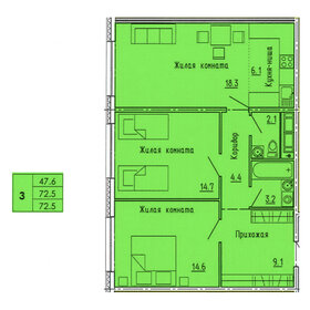 Квартира 72,5 м², 3-комнатная - изображение 1
