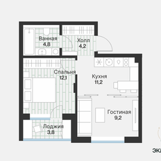 Квартира 43,2 м², 1-комнатная - изображение 5