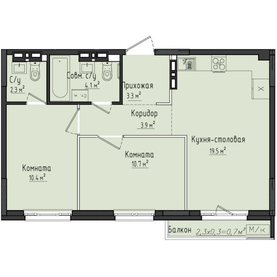 55,5 м², 2-комнатная квартира 6 390 000 ₽ - изображение 43