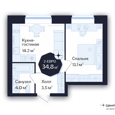 Квартира 34,8 м², 1-комнатная - изображение 4