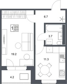 43 м², 1-комнатная квартира 4 119 400 ₽ - изображение 35