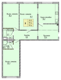 Квартира 99,6 м², 3-комнатная - изображение 1