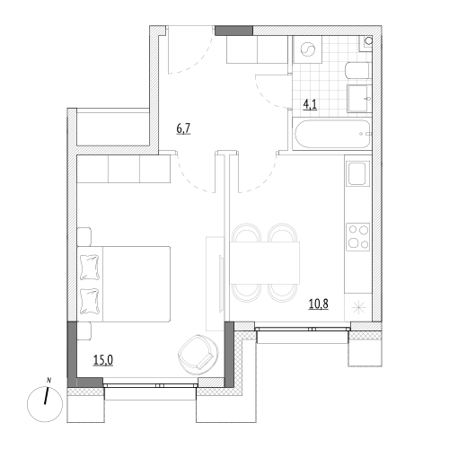 36,6 м², 1-комнатные апартаменты 6 441 600 ₽ - изображение 1