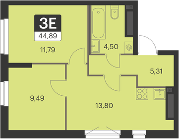 Квартира 44,9 м², 2-комнатная - изображение 1