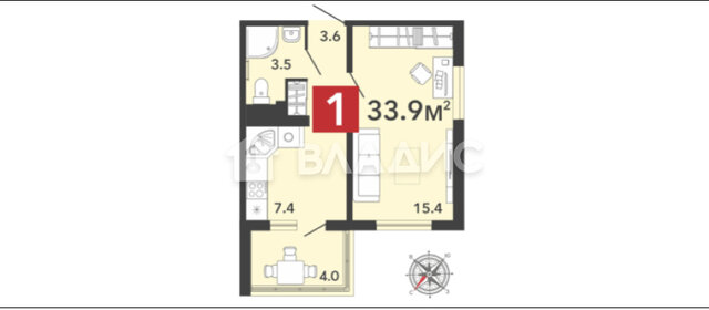 38,6 м², 1-комнатная квартира 3 281 000 ₽ - изображение 44