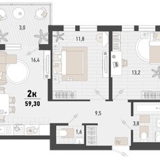 Квартира 59,3 м², 2-комнатная - изображение 2