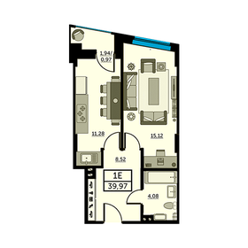 41 м², квартира-студия 9 350 000 ₽ - изображение 112