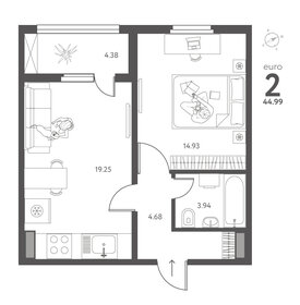 Квартира 45 м², 1-комнатная - изображение 1