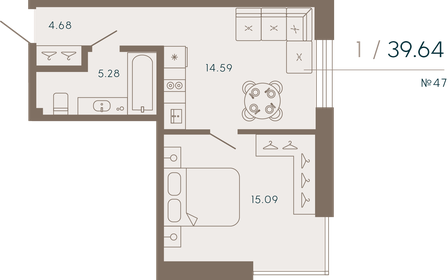 40,4 м², 1-комнатные апартаменты 27 116 836 ₽ - изображение 77