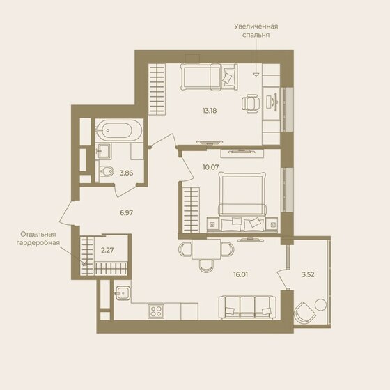 55,6 м², 2-комнатная квартира 9 990 000 ₽ - изображение 1