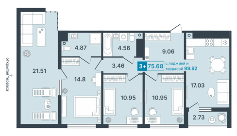 64 м², 3-комнатная квартира 13 500 000 ₽ - изображение 70