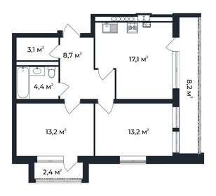 Квартира 64,5 м², 2-комнатная - изображение 1