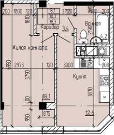 Квартира 38,3 м², 1-комнатная - изображение 1